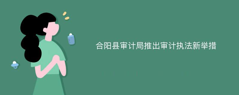 合阳县审计局推出审计执法新举措